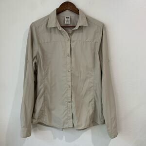 REI Sahara Tactel Nylon Button Down Shirt Womens Medium UPF 40 Vented Outdoors